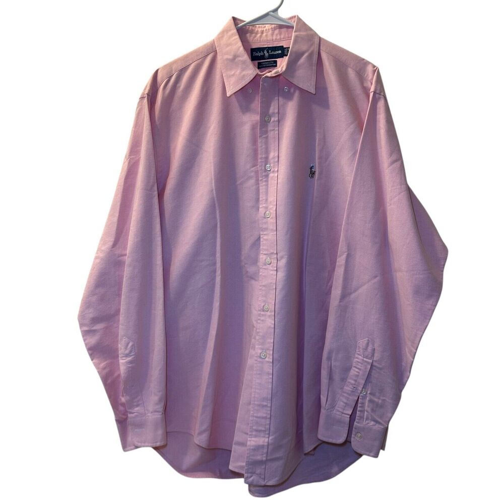 Polo Ralph Lauren Yarmouth Droptail Shirt Men 16.5-36 Pink Flesh Color Horse